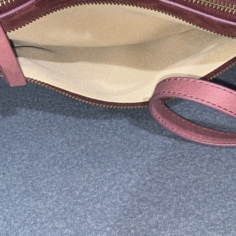 Lucky Brand Crossbody Bag Suede Leather Mauve Pink‎ Small Purse